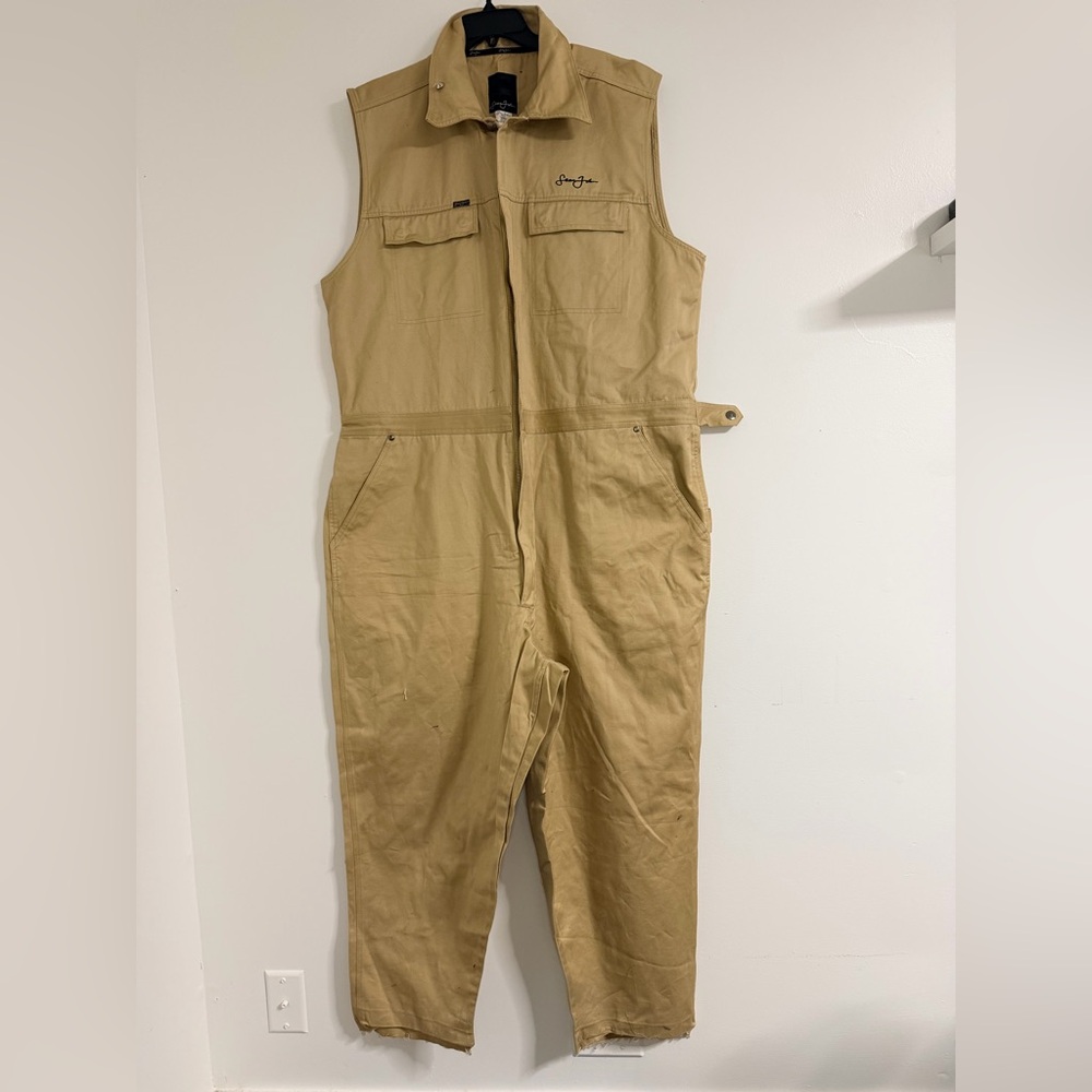 Sean John Y2K Utility Workwear Overalls Tan Cotton XXXL Streetwear